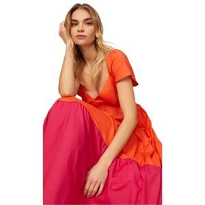 Donna Morgan Cotton Colorblock Maxi Dress Size 16